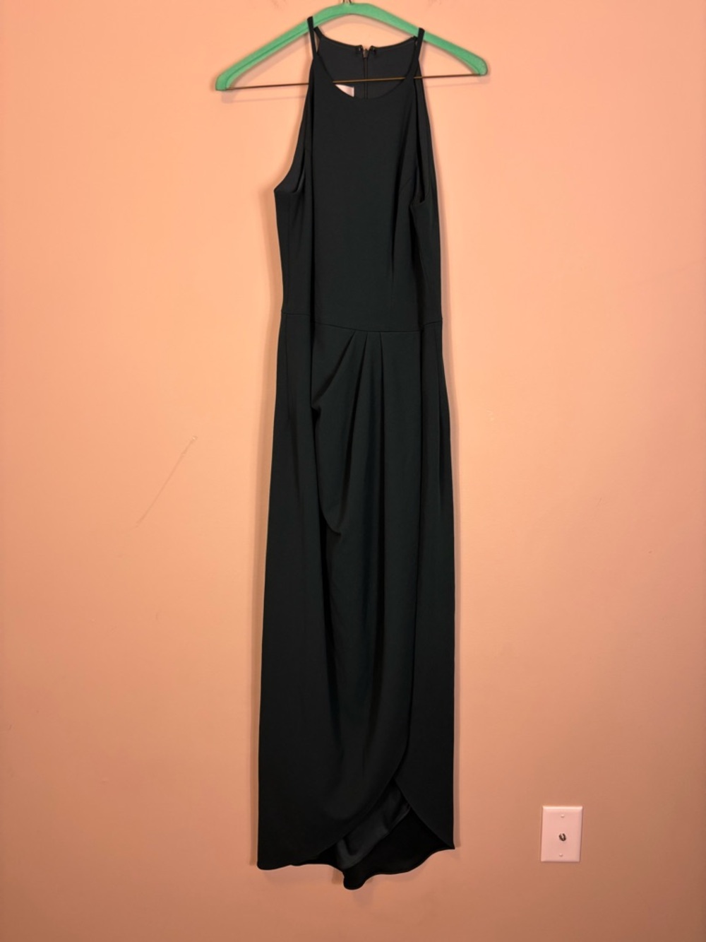 BHLDN Green Formal Maxi Dress‎ with Draped Front Size 6